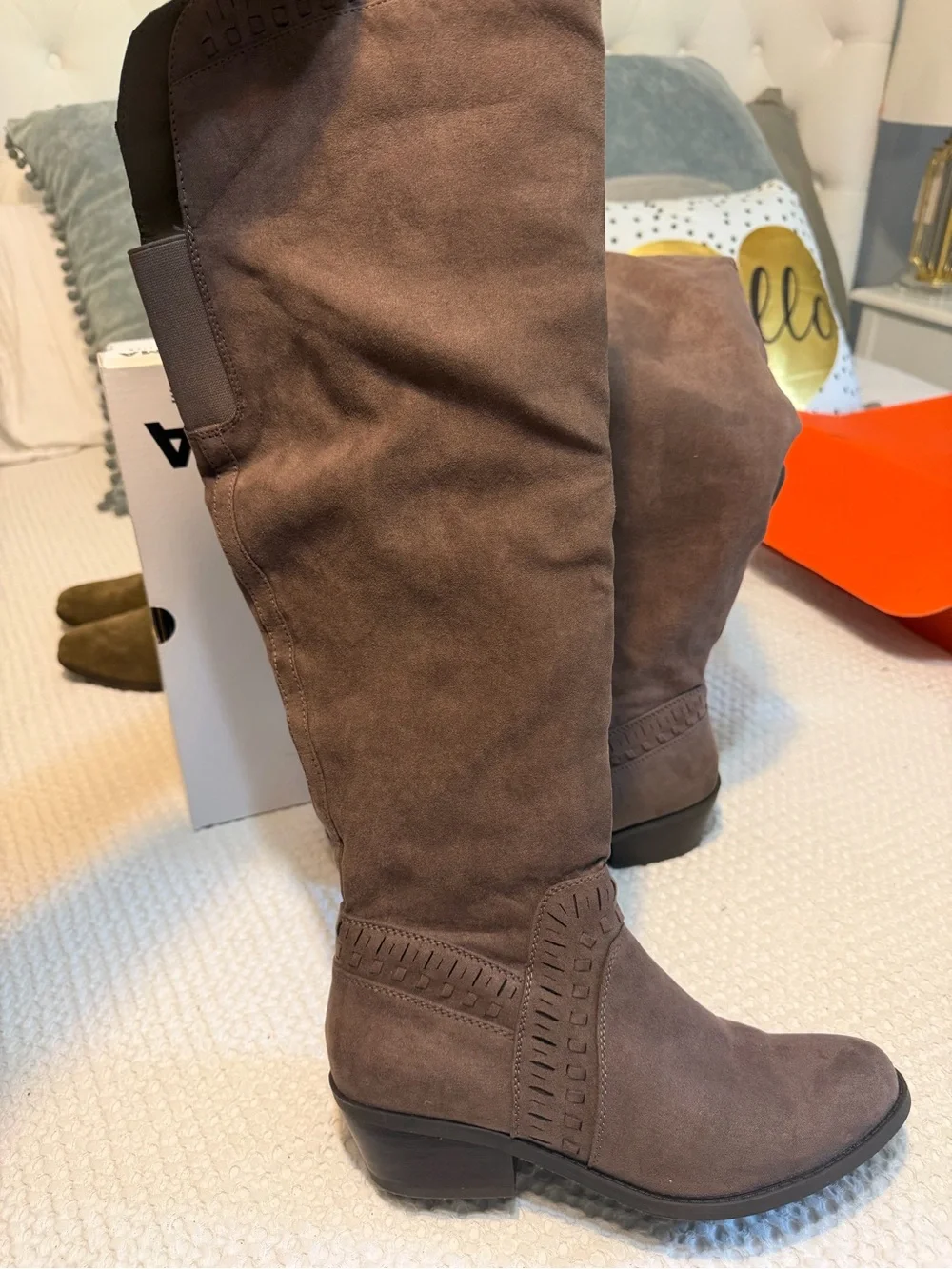 Sonoma Taupe Suede Over-The-Knee Boots